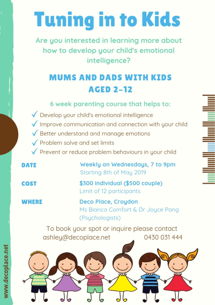 'Tuning into Kids' parenting course starting 1st of May 2019 | Deco Place